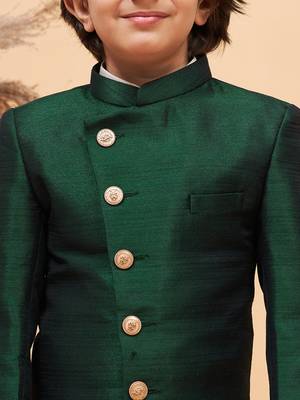  boys' green and cream indowestern set 4