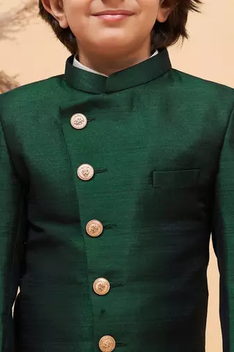  boys' green and cream indowestern set