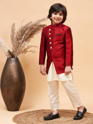 maroon and cream indowestern set 1