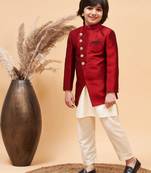 maroon and cream indowestern set