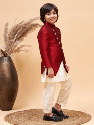 maroon and cream indowestern set 2