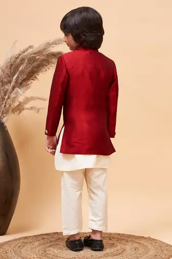 maroon and cream indowestern set