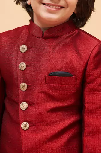 maroon and cream indowestern set