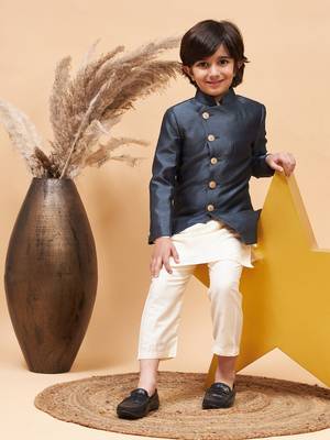 Royal Blue Viscose Plain Indo-Western Dress 1