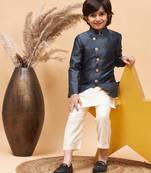 Royal Blue Viscose Plain Indo-Western Dress