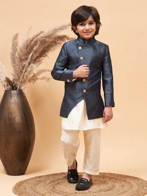 Royal Blue Viscose Plain Indo-Western Dress 2