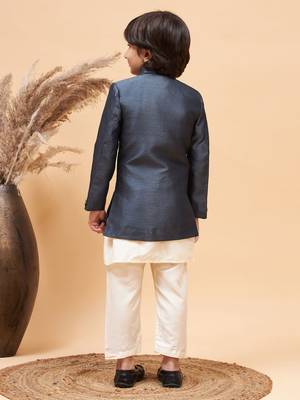 Royal Blue Viscose Plain Indo-Western Dress 3