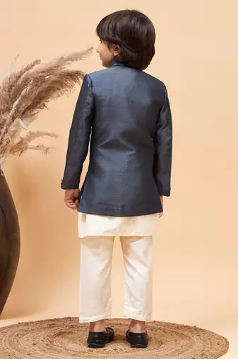 Royal Blue Viscose Plain Indo-Western Dress