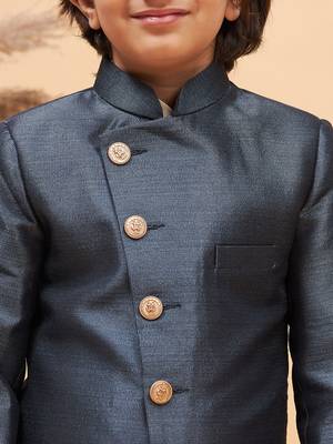 Royal Blue Viscose Plain Indo-Western Dress 4