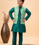 green jacket, kurta and pyjama set