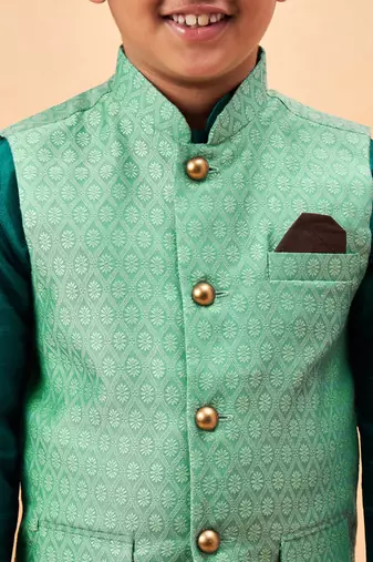 green jacket, kurta and pyjama set