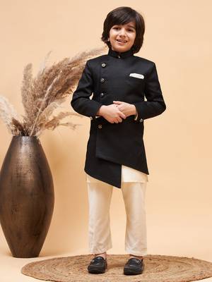 cream and black sherwani set 1