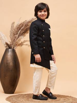 cream and black sherwani set 2