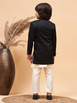cream and black sherwani set 3