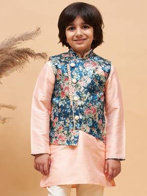 multicolor base blue nehru jacket 1
