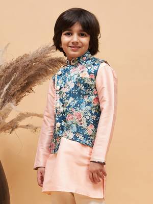 multicolor base blue nehru jacket 2