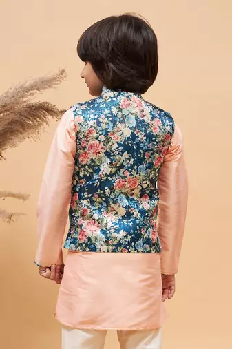 multicolor base blue nehru jacket