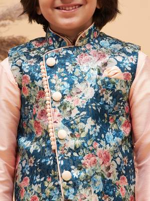 multicolor base blue nehru jacket 4