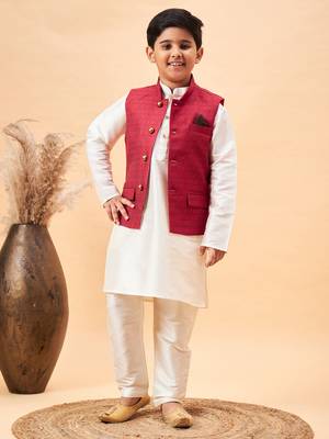 cream jacket, kurta and pyjama set 1