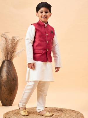 cream jacket, kurta and pyjama set 2