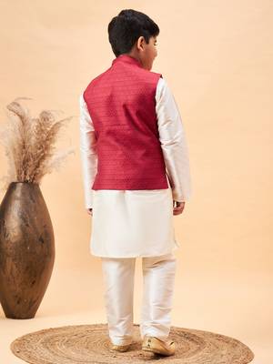 cream jacket, kurta and pyjama set 3