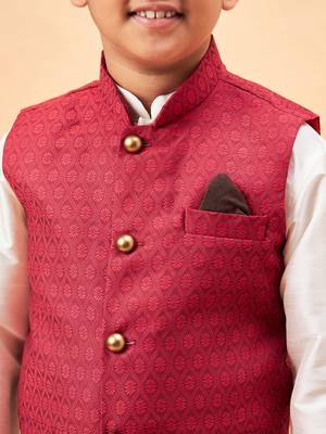 cream jacket, kurta and pyjama set 4