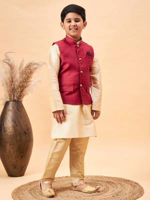 gold jacket, kurta and pyjama set 1
