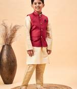 gold jacket, kurta and pyjama set