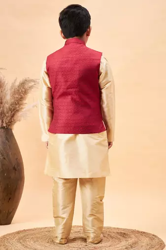 gold jacket, kurta and pyjama set