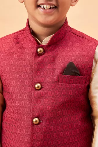gold jacket, kurta and pyjama set