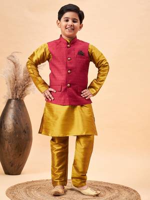 mustard jacket, kurta and pyjama set 1