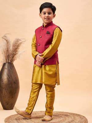 mustard jacket, kurta and pyjama set 2