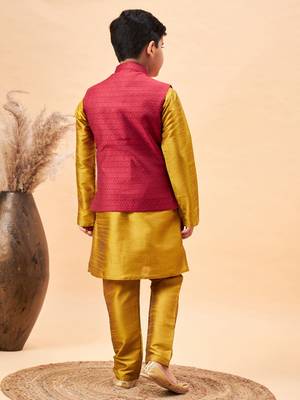 mustard jacket, kurta and pyjama set 3