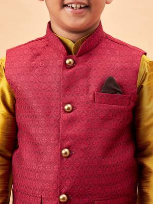 mustard jacket, kurta and pyjama set 4