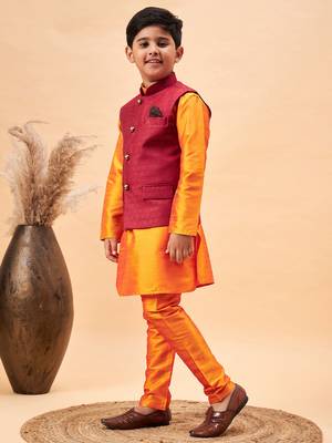 orange jacket, kurta and pyjama set 2