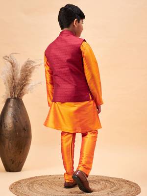 orange jacket, kurta and pyjama set 3