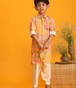 boys' multicolor base yellow kurta patiala set
