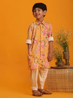 multicolor base yellow kurta patiala set 2