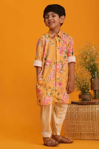 multicolor base yellow kurta patiala set