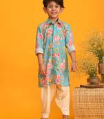 multicolor base aqua kurta patiala set