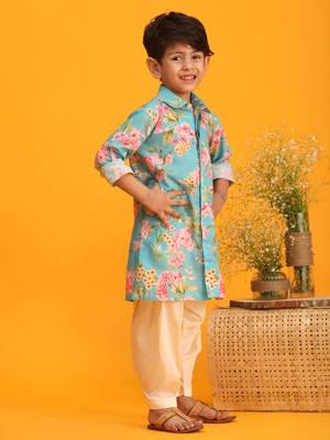 multicolor base aqua kurta patiala set 2