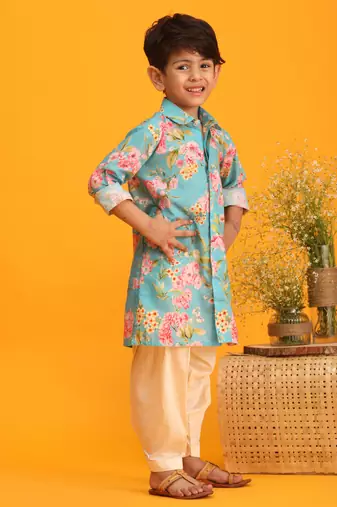 multicolor base aqua kurta patiala set