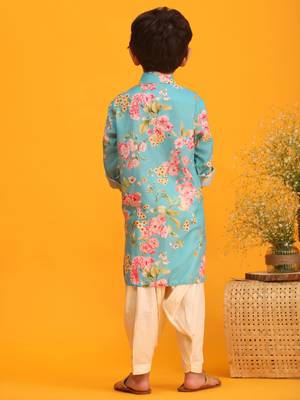 multicolor base aqua kurta patiala set 3