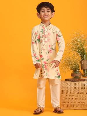 multicolor base yellow kurta pyjama set 1