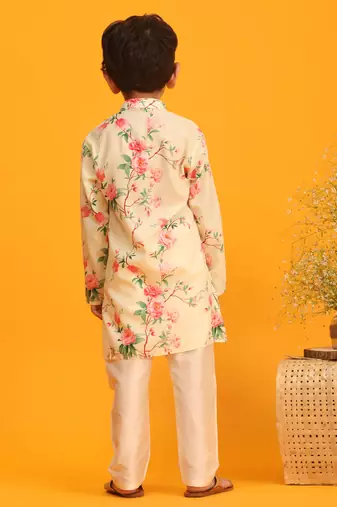 multicolor base yellow kurta pyjama set