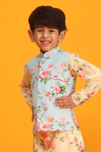 multicolor base aqua nehru jacket
