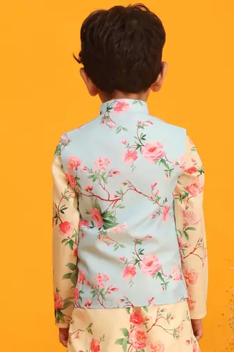 multicolor base aqua nehru jacket