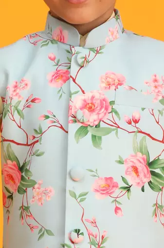 multicolor base aqua nehru jacket