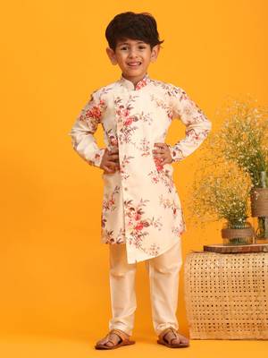 multicolor base cream kurta pyjama set 1
