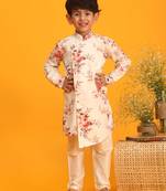multicolor base cream kurta pyjama set